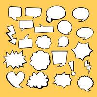 a collection of speech bubbles on a yellow background vector