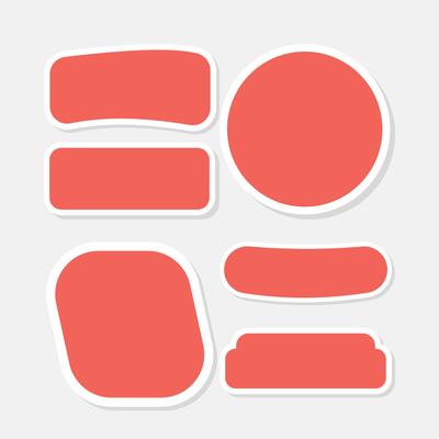 a set of four stickers with different shapes