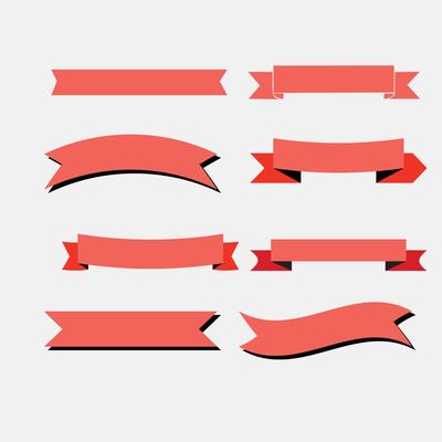 a set of red ribbons on a white background