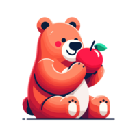 mignonne icône personnage ours en portant Pomme png