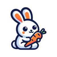 mignonne lapin et carotte icône personnage dessin animé png