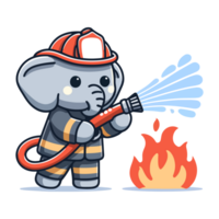 linda elefante bombero icono personaje dibujos animados png