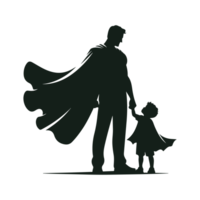 silhouette father hero concept for father's day png