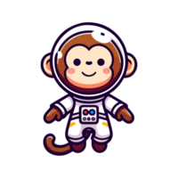 cartoon cute monkey astronaut icon character png