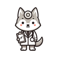 fofa Lobo médico ícone personagem desenho animado png