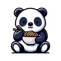 cute panda eating noodle icon character cartoon png