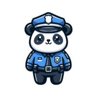 söt panda polis ikon karaktär tecknad serie png