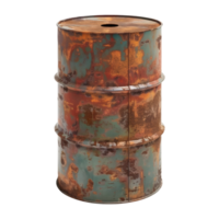 3D Rendering of a Rusted Iron Drum Transparent Background png