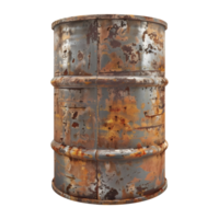 3D Rendering of a Rusted Iron Drum Transparent Background png