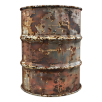 3D Rendering of a Rusted Iron Drum Transparent Background png