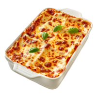 3D Rendering of a Lasagna in baking dish Transparent Background png
