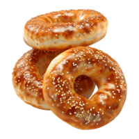 3d representación de un sabroso rosquillas marrón en transparente antecedentes png