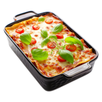 3d Rendern von ein Lasagne im Backen Gericht transparent Hintergrund png