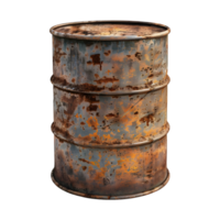 3D Rendering of a Rusted Iron Drum Transparent Background png