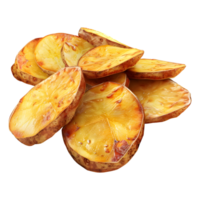 3d representación de un frito patatas en transparente antecedentes png