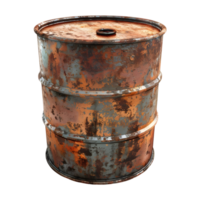 3D Rendering of a Rusted Iron Drum Transparent Background png