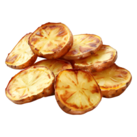 3d representación de un frito patatas en transparente antecedentes png