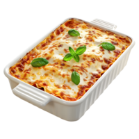3D Rendering of a Lasagna in baking dish Transparent Background png