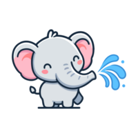 schattig icoon karakter olifant spelen in water png