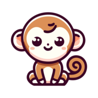 desenho animado fofa macaco feliz ícone personagem png