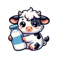 schattig icoon karakter koe en melk png