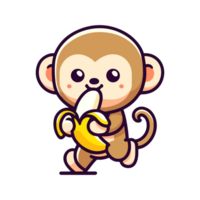 Karikatur süß Affe Essen Banane Symbol Charakter png