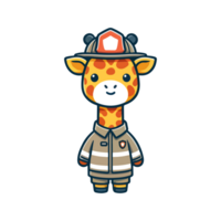 linda jirafa bombero icono personaje dibujos animados png