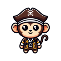 desenho animado fofa pirata macaco ícone personagem png
