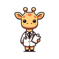 cute giraffe doctor icon character cartoon png