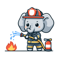 süß Elefant Feuerwehrmann Symbol Charakter Karikatur png