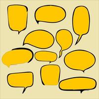 conjunto de amarillo habla burbujas en beige antecedentes vector