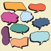 Set of colorful comic speech bubbles in retro style illustration. vector