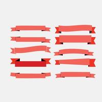 Set of red ribbons isolated on white background illustration. vector