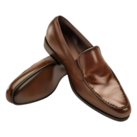 3D Rendering of a Brown Leather Shoes Pair on Transparent Background png
