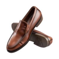 3d representación de un marrón cuero Zapatos par en transparente antecedentes png