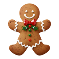 3D Rendering of a Gingerbread Christmas Cookie on Transparent Background png