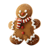 3D Rendering of a Gingerbread Christmas Cookie on Transparent Background png