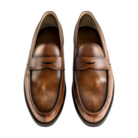 3D Rendering of a Brown Leather Shoes Pair on Transparent Background png