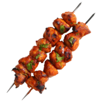 3d representación de un marrón pollo tikka palo en transparente antecedentes png