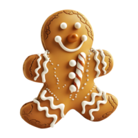 3D Rendering of a Gingerbread Christmas Cookie on Transparent Background png