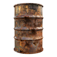 3D Rendering of a Rusted Iron Drum Transparent Background png