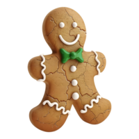 3D Rendering of a Gingerbread Christmas Cookie on Transparent Background png