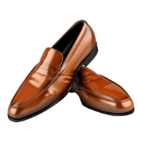 3D Rendering of a Brown Leather Shoes Pair on Transparent Background png