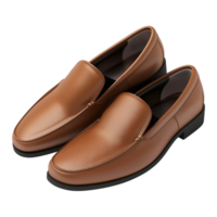 3D Rendering of a Brown Leather Shoes Pair on Transparent Background png