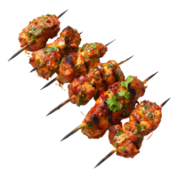 3d representación de un marrón pollo tikka palo en transparente antecedentes png