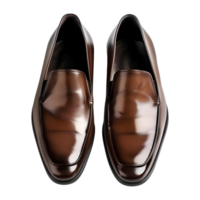 3d renderen van een bruin leer schoenen paar- Aan transparant achtergrond png