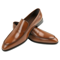 3D Rendering of a Brown Leather Shoes Pair on Transparent Background png