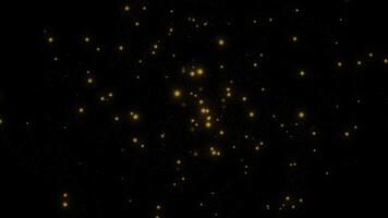 guld virvla runt abstrakt partikel glitter flöde, lyxig galax på svart bakgrund video