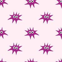 Seamless Pattern with Cute cartoon character virus, bacteria, microbe. Microbiology organism funny face wallpaper. Mascot expressing emotion background. children illustration in flat design. vector