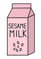 Vegan Sesame Milk. Box Carton packaging. flat illustration. vector